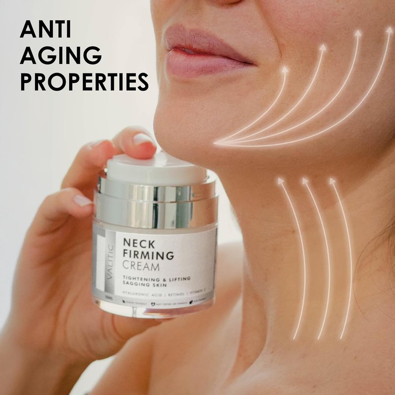 Neck Cream for Tightening & Firming - Hyaluronic Acid, Retinol, Vitamin C | Anti-Aging Day & Night Cream for Sagging Skin