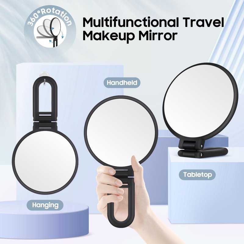B Beauty Planet 40X Magnifying Mirror, Hand Mirror for Makeup, Double Sided with 40X/1X Magnification, Travel Essential, Portable Foldable for Desktop and Bathroom, Gift for Women, Frosted Black