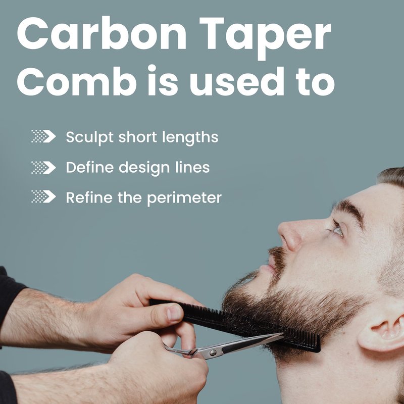 Premium Carbon Fiber Barber Combs - 4 Pack - Heat Resistant Barbers Comb, 7.3 Inch - Ideal for Home and Professional Use, Taper