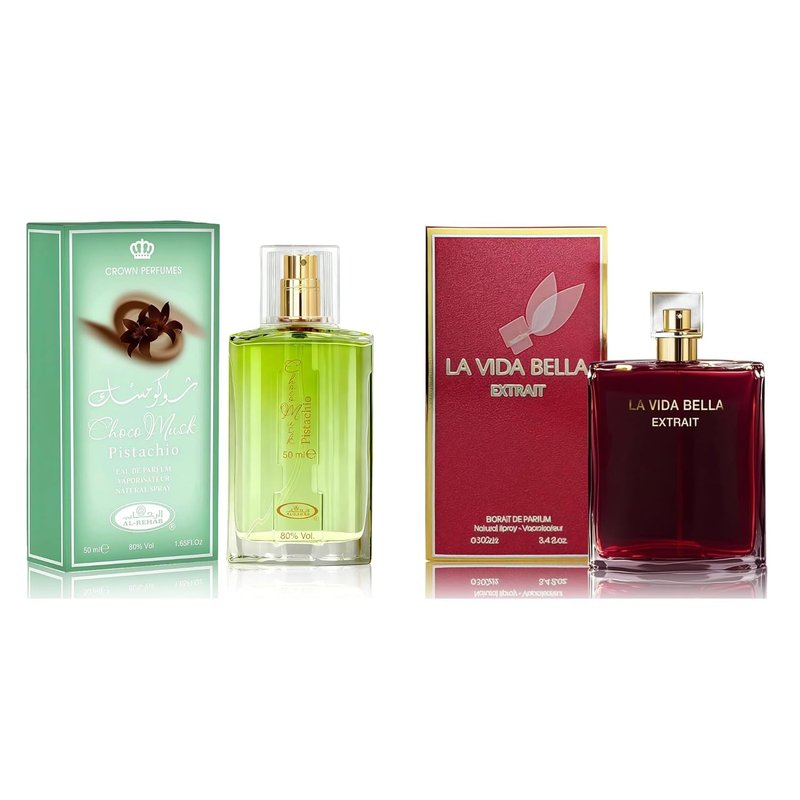 AFLUXE Women's Perfume Set - Long Lasting Eau De Parfum | Choco Musk Pistachio & Vivi Bella, Sweet Nutty Floral Scents