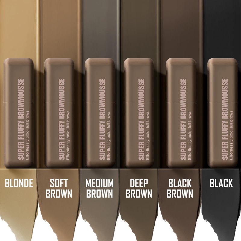 Brow Super Fluff Eyebrow Gel Mousse, Volumizing and Tinted Thickening Eyebrow, Waterproof, Long-Lasting, Easy-to-Use for Soft Full Brows, Deep Brown