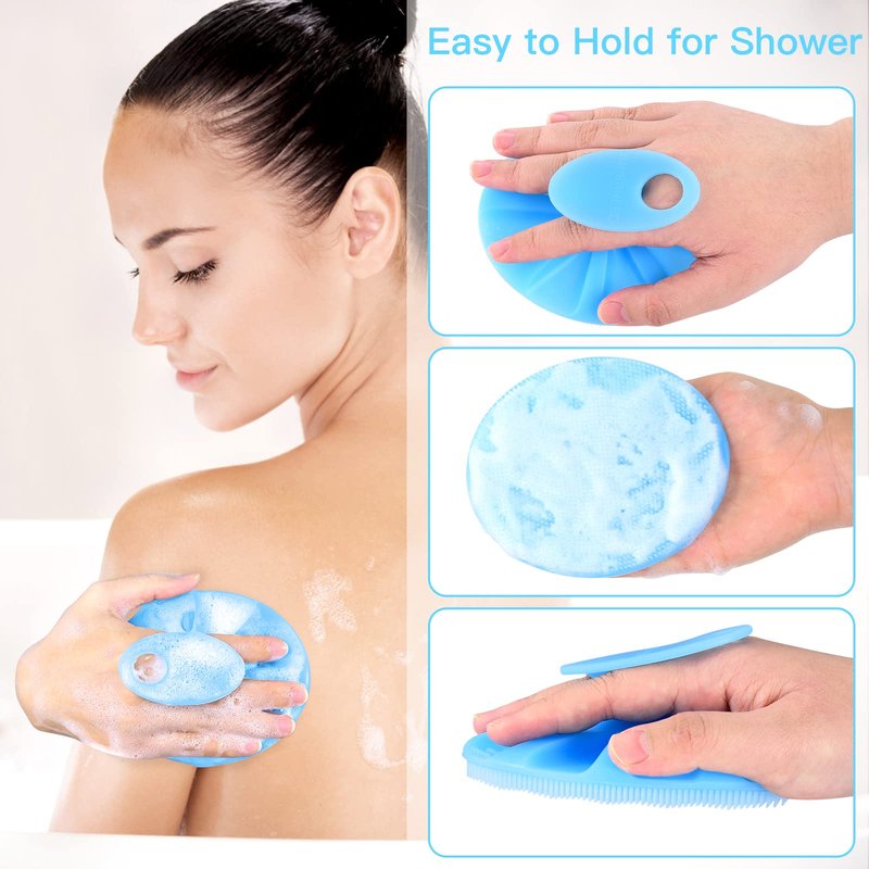 INNERNEED Food-Grade Soft Silicone Body Cleansing Brush Shower Scrubber, Gentle Exfoliating and Massage for All Kinds of Skin (Blue)