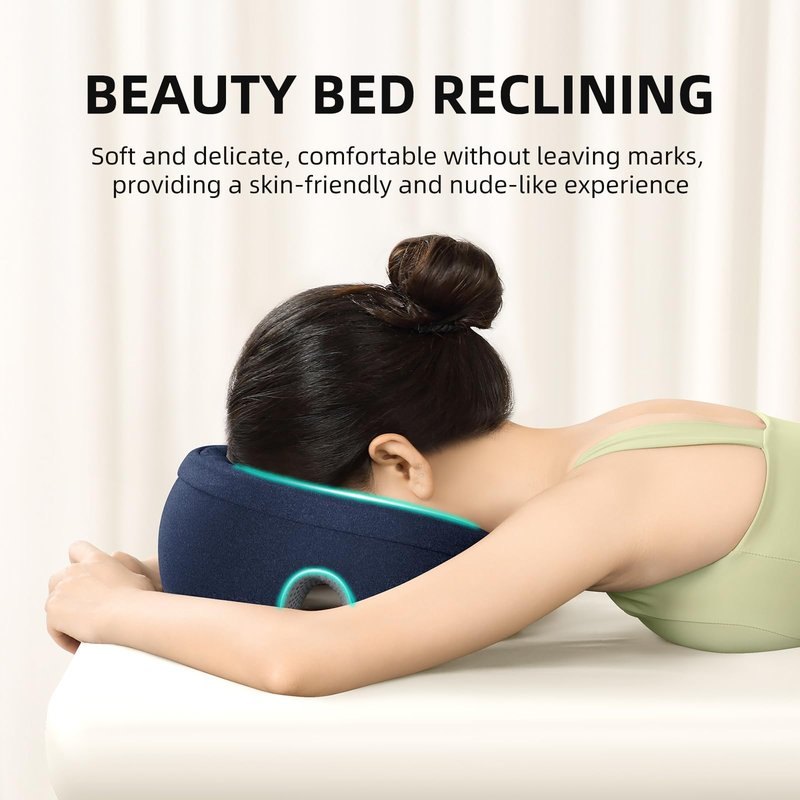 OSZZT Prone Massage Pillow for Facial Support，Prone Pillow for Eye Surgery，Detachable Cover，Facial Ventilation Hole Design (Navy Blue)
