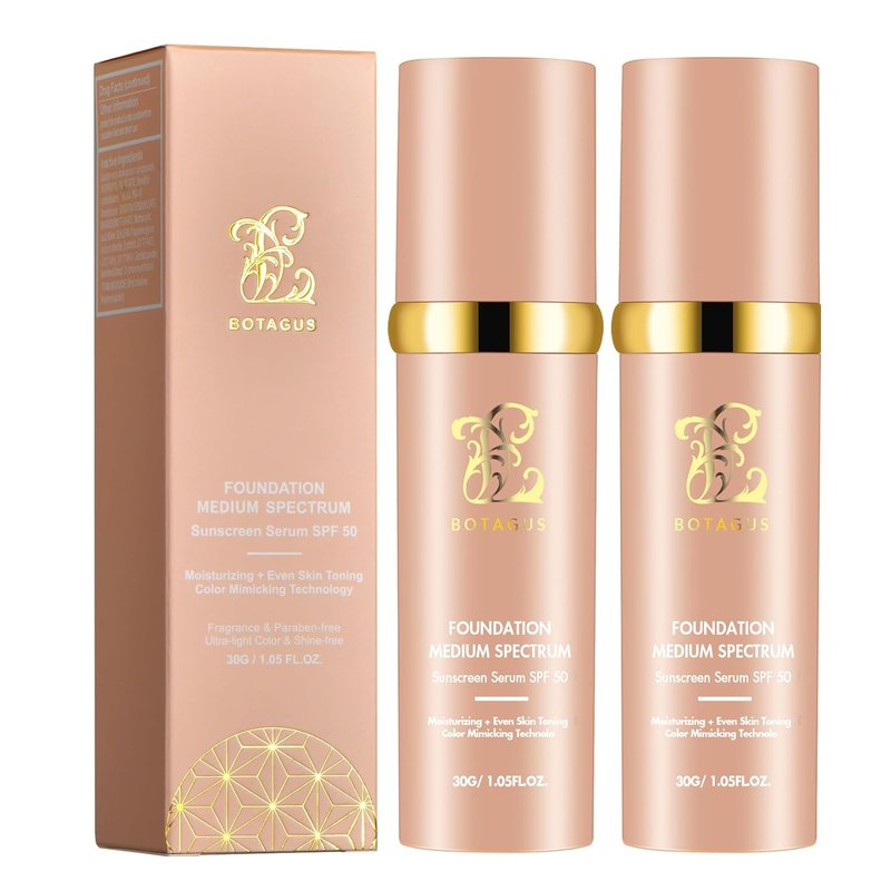 Match Cosmetics Foundation - 4-in-1 Medium Spectrum Liquid Makeup with SPF 50+ | Lightweight, Longwearing & Waterproof (2 Pack)
