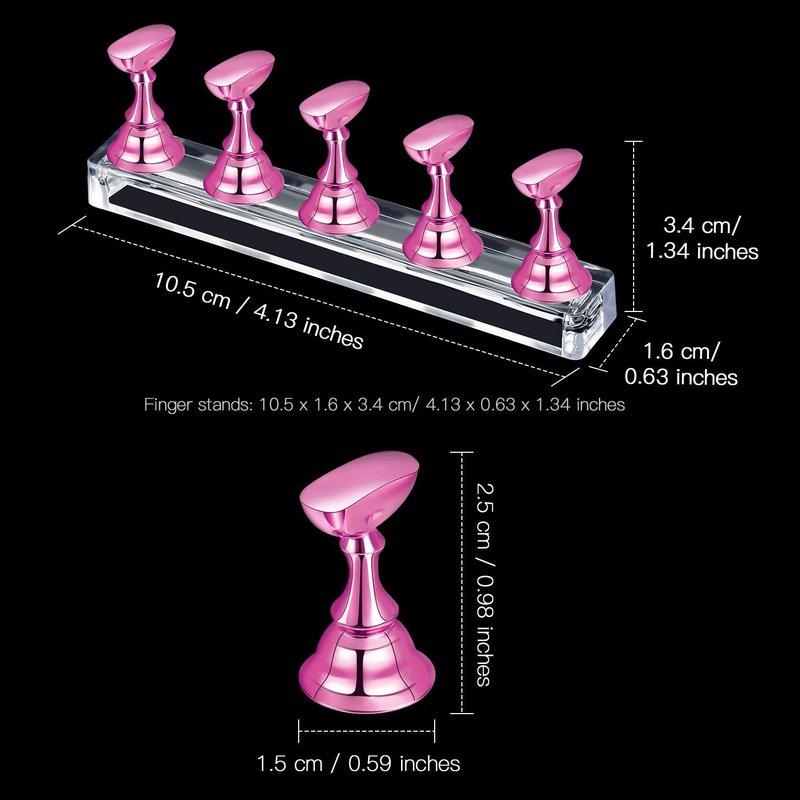 Magnetic Nail Tip Display Holder - 6 Sets Acrylic Stand for DIY Manicure | Gold, Silver, Pink, Black, White