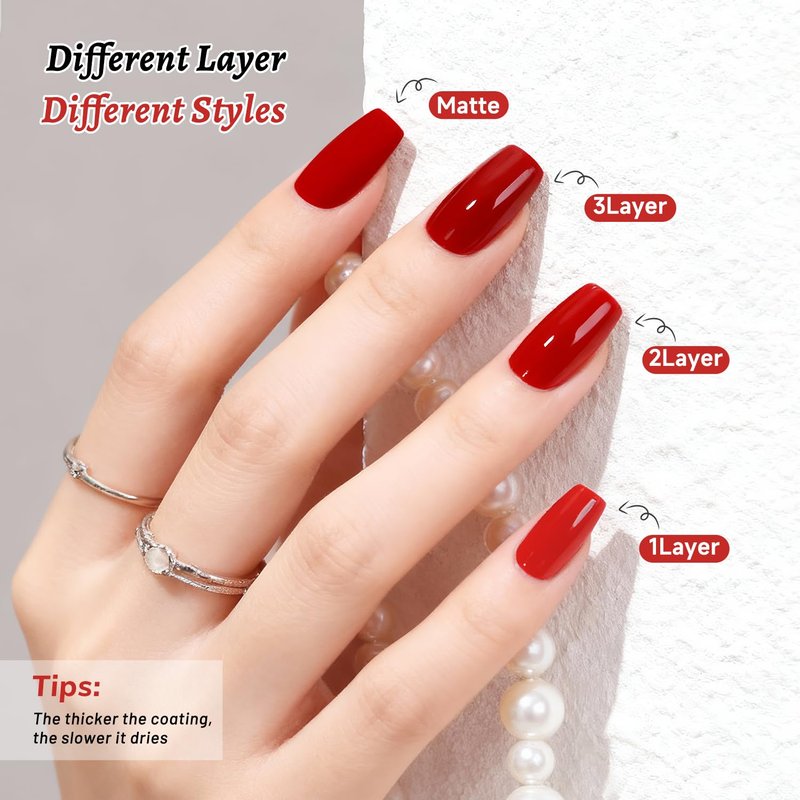 OpenLive 18ml Red Nail Polish Large Volume Quick Drying Nail Polish, Fast Drying and Long Lasting Color Nail Art DIY Home Manicure Gift for Women