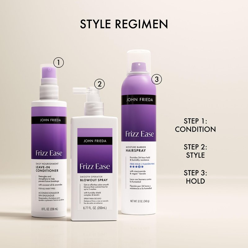 John Frieda Frizz Ease Moisture Barrier Firm Hold Hairspray, Extra Strength Hairspray with Frizz Control, 12 Oz