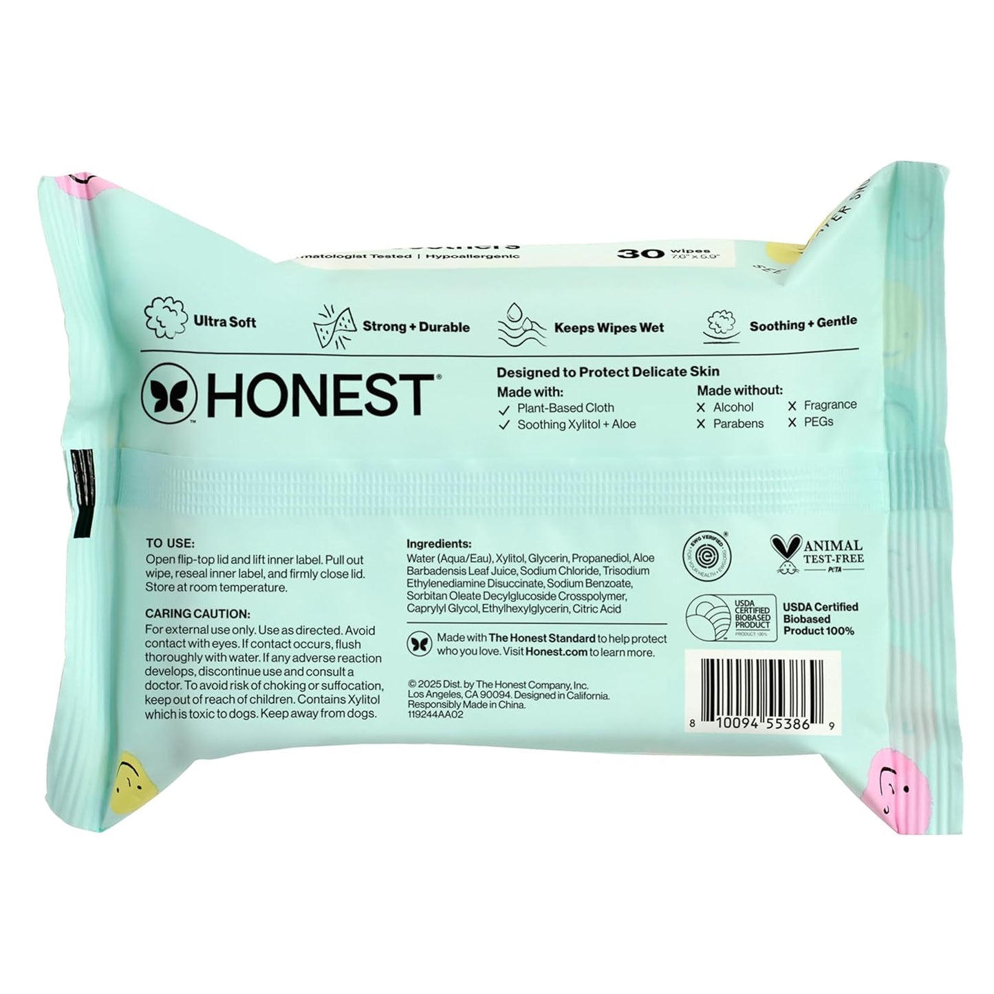 The Honest Company Plant-Based Snot Removing Wipes - Soothing Aloe Formula for Sensitive Skin | 30 Count