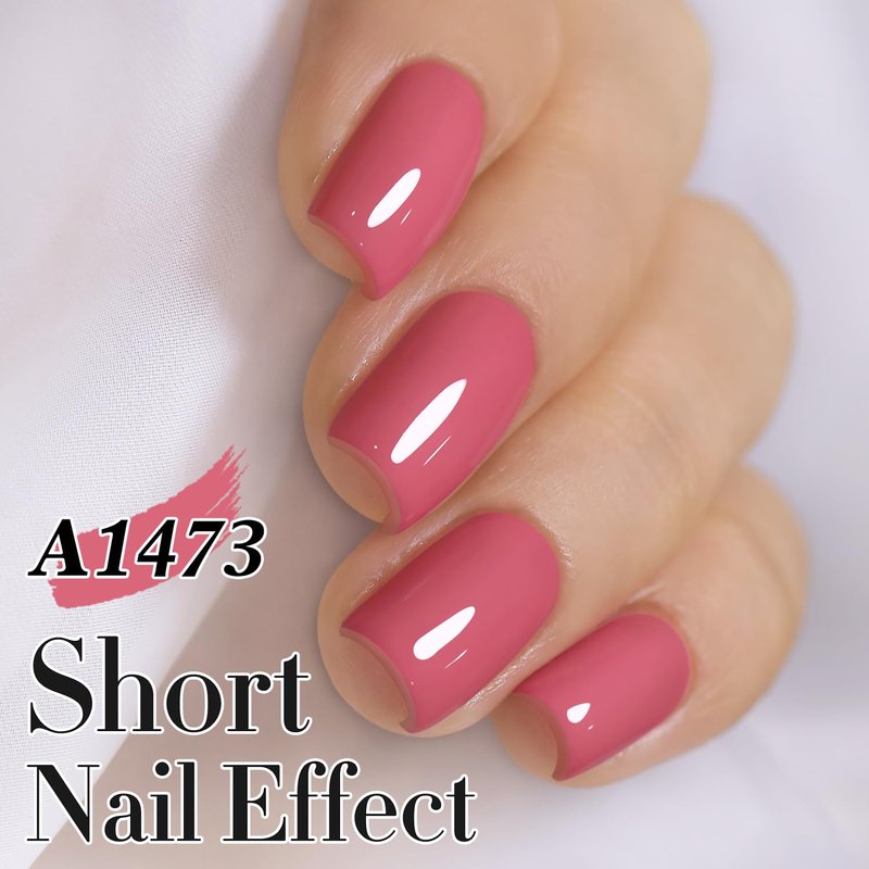 Double Rhythm 15ML Gel Polish Pure Sheer Same Color Same Bottle Soak Off Gel Polish Art Manicure Salon DIY at Home for Women (Rose Pink-A1473)
