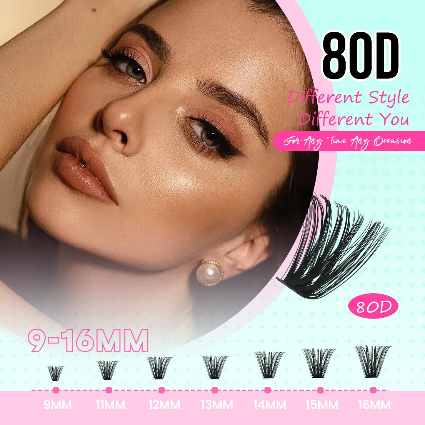 Wispy Lash Extension Kit 238Pcs Lash Clusters Kit Eyelash Extensions 9-16MM Individual Lashes Extensions with Bond and Seal Remover Tweezers DIY at Home by FADVAN (80D, 0.07D, 9-16mm)