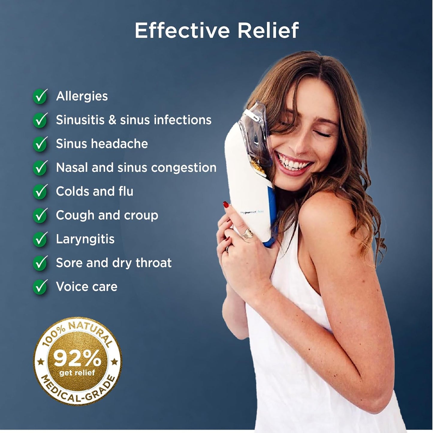 Ultrapure Cordless Steam Inhaler - Handheld Vaporizer & Humidifier for Sinus Relief, Nasal Congestion & Cough | Portable Battery-Powered Design