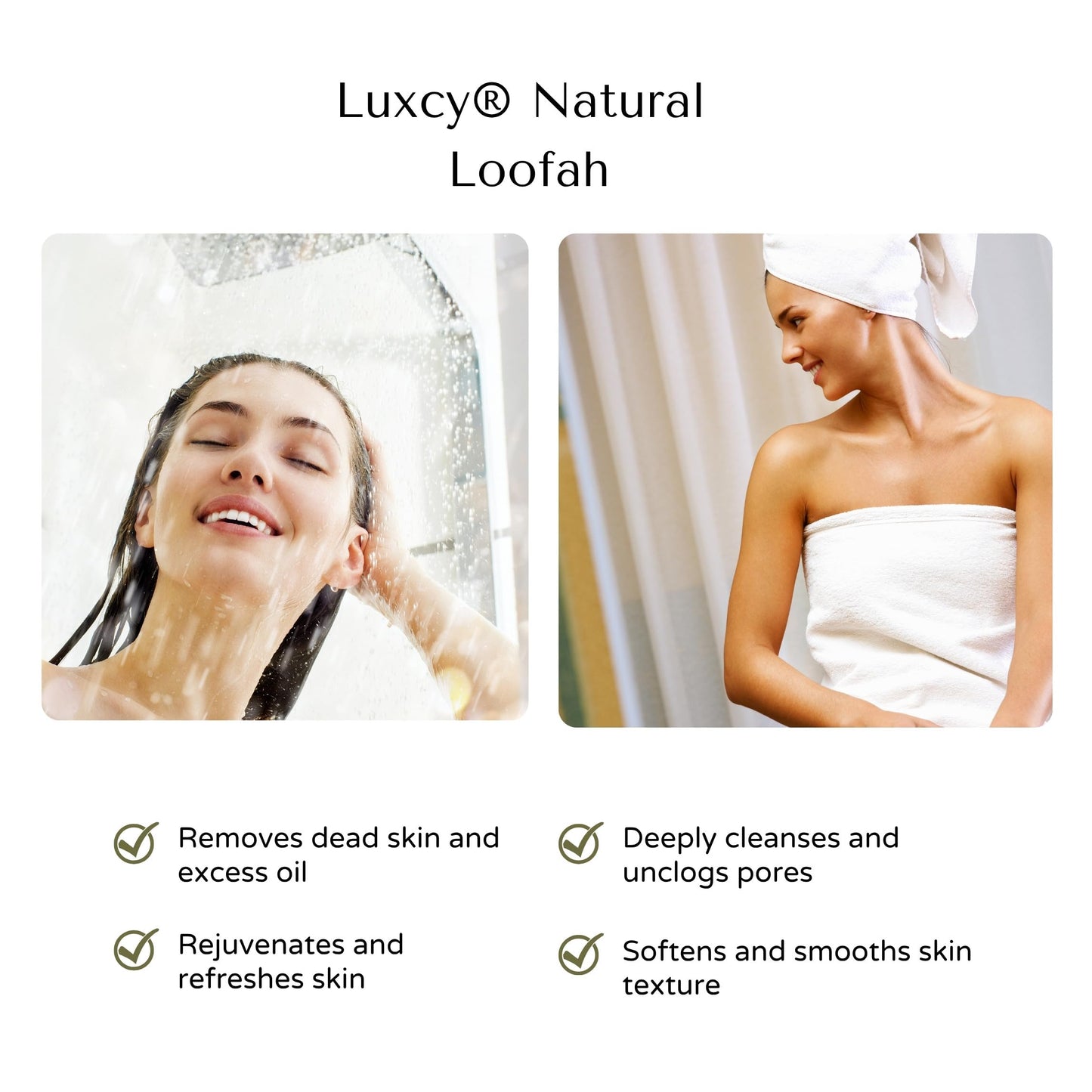 Luxcy Natural Loofah Exfoliating Body Scrubber, Dual-Sided Shower Loofah Sponge, Bath Shower Loofah Spong for Men and Women, Face and Body Bath Scrubber- 3 Count (1 Pack)