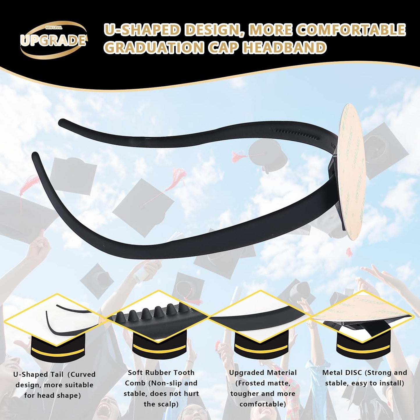 Tryly Graduation Cap Headband Insert - 2 Pack Anti-Slip Stabilizer for Eyeglasses | Perfect Graduation Gift