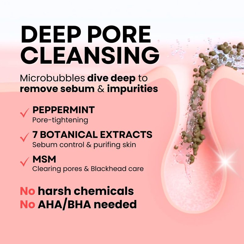 La Noubelle MPC Bubble Pore Cleanser, Korean Face Wash, Gentle Deep Pore Facial Cleanser with Caviar, Blackhead Makeup Remover, Pore Minimizer, Hydrating, Exfoliator, Oily, Dry Skin 5.07 fl oz