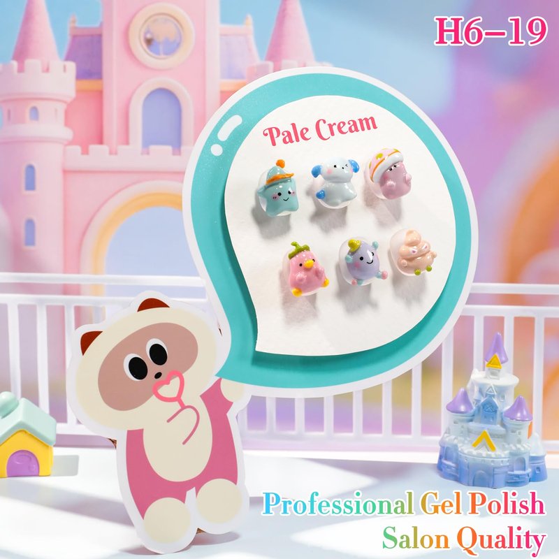 Double Rhythm Gel Polish Set - 6 Pcs Hema-Free Soak Off Nail Kit | Cream, Teal, Nude, Pink, Purple - 0.50 OZ Each