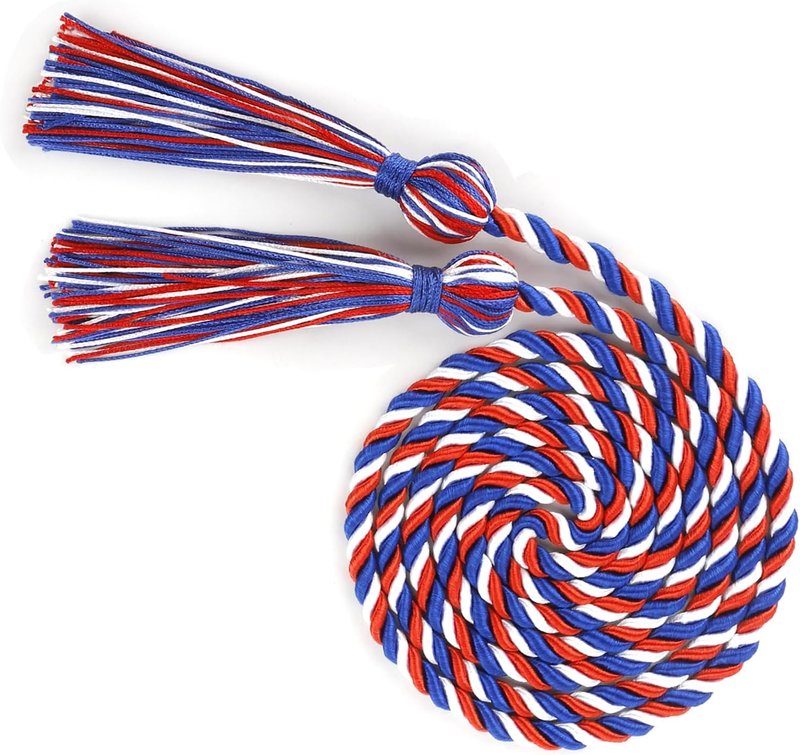 Graduation Cords | Red, Blue & White Honor Cords - 68 Inch Rayon Braided Tassels for 2026 Graduation
