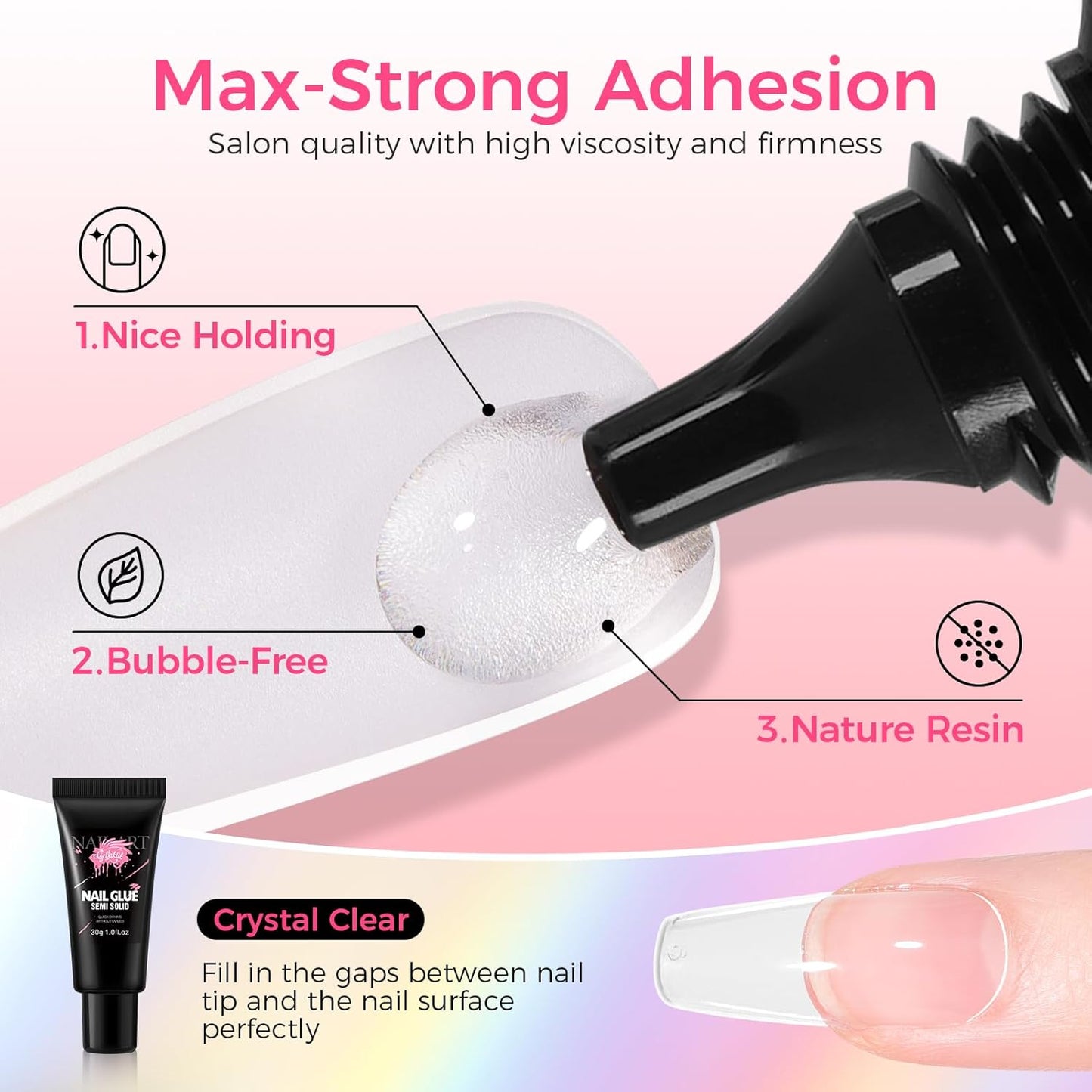 Strong Nail Glue - 30ML Quick-Drying Adhesive for Press-On & Acrylic Nails | Long-Lasting Formula