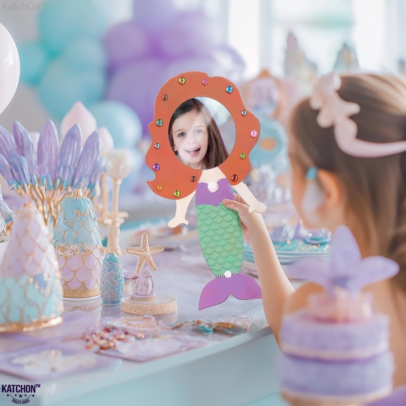 KatchOn, Mermaid Crafts Kit for Kids - 40 Pieces | DIY Paint Mermaid Party Favors for Girls, Pinata Stuffers, Wooden Mirror Craft for Kids | Birthday Party Games, Classroom Prizes, Art and Craft Gifts