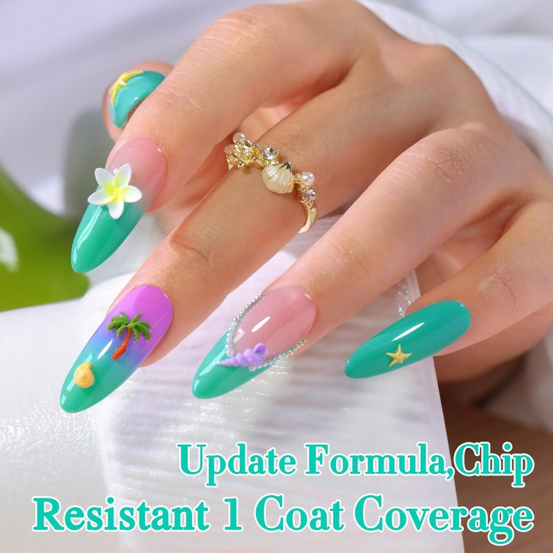 Double Rhythm 15ML Gel Nail Polish Pure Sheer Same Color Same Bottle Soak Off Gel Polish Art Manicure Salon DIY at Home for Women (Deep Mint-A1788)