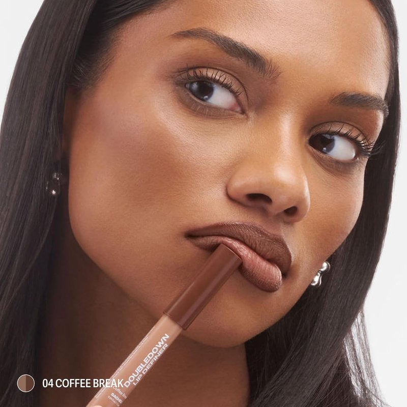 Sacheu DoubleDown Lip Definer — 2-in-1 Lip Liner & Balm — Long-Lasting Korean Make Up Lipstick with Satin Finish, Avocado Oil & Vitamin E (Coffee Break)