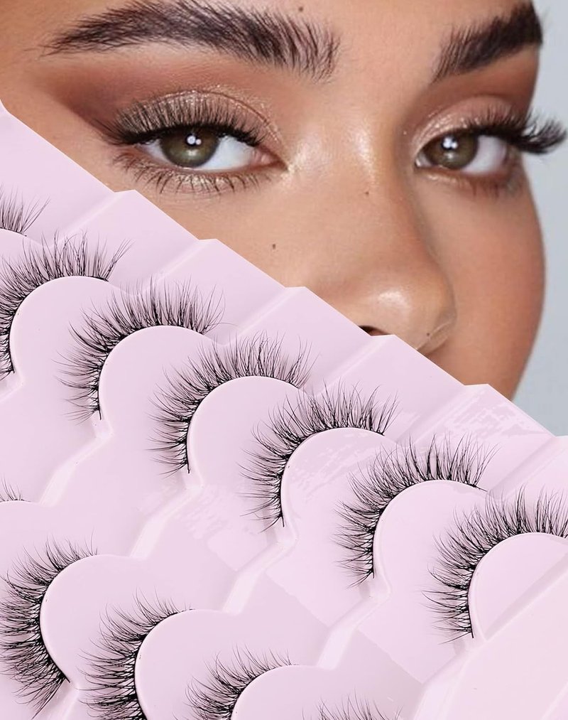 Onlyall Natural Lashes - Wispy False Eyelashes for a Soft, Fluffy Look | 7 Pairs, 6-13MM