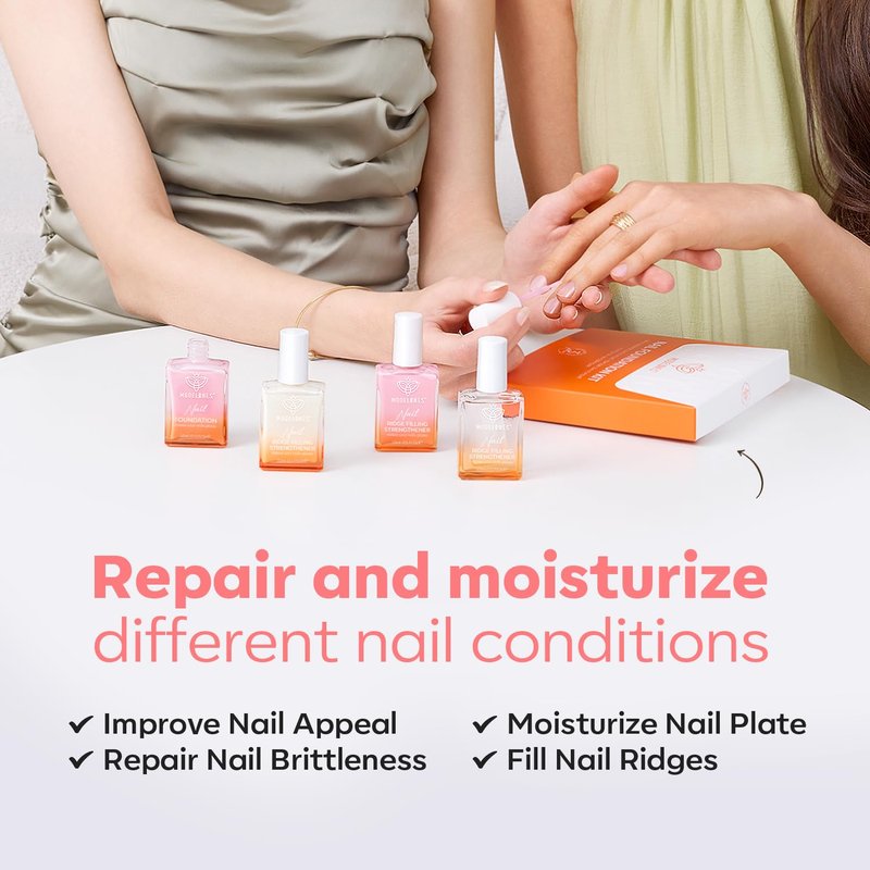 modelones Nail Strengthener Glitter Pink Nail Polish Nail Repair for Damaged Nails Hardener and Growth Polish Nail Care Gifts for Women Nail Strengthening Polish 15ml