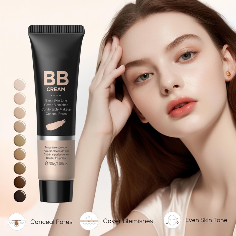 AKARY BB Cream Tinted Moisturizer, 9Colors Moisturizes & Conceals, Cover Blemishes & Pores, Even Skin Tone, Lighiweight Foundation Full Coverage Tinted Illuminator for All Skin, Oil-Free, 160 Light
