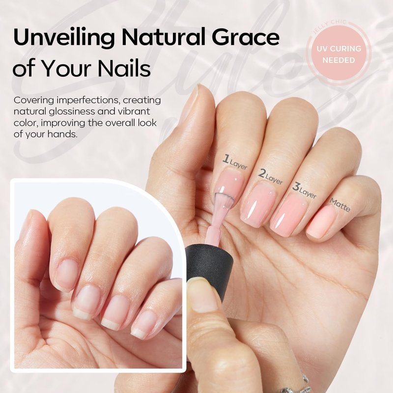 modelones Gel Nail Polish Set 2 Pcs 15ml Jelly Nude Pink and Milky White Gel Polish, French Manicure Base Gel Bubble Bath UV Soak Off Nail Gel for Gradient Nail Art, DIY Home or Salon