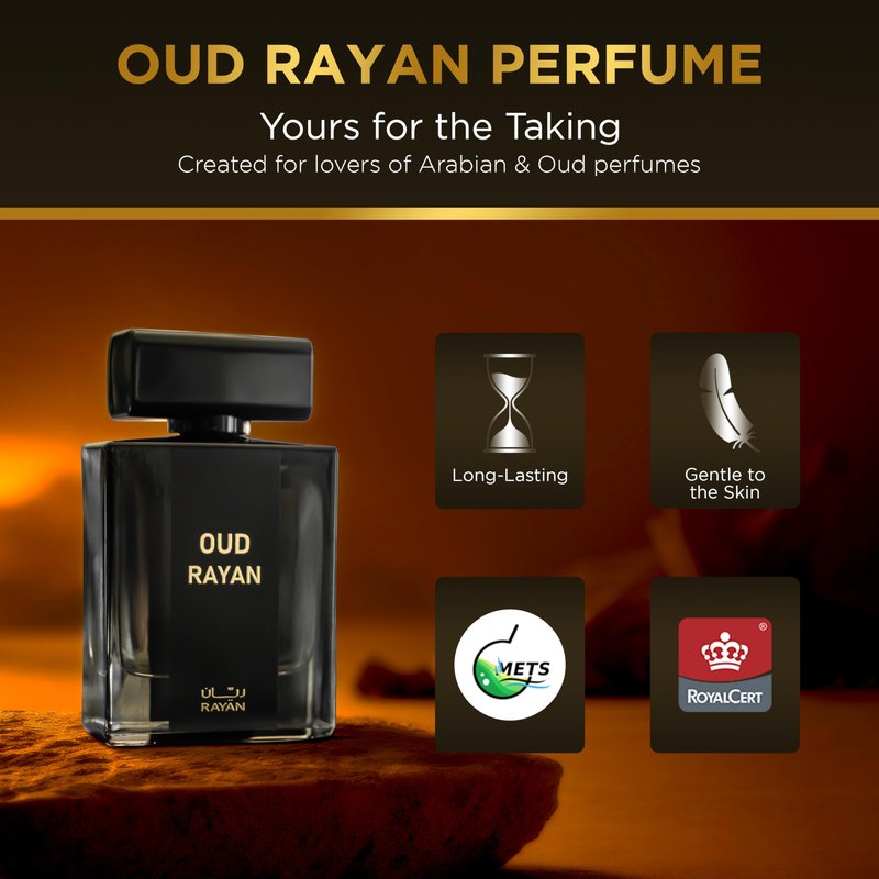 RAYAN Modern Oud Perfume for Men - Arabian Eau De Parfum, 100mL (3.34 Fl oz) Perfumes Arabes Para Hombres, Long Lasting Perfume with Oud, Sandalwood, Cardamom, Amber - An Ideal Gift for All Occasions