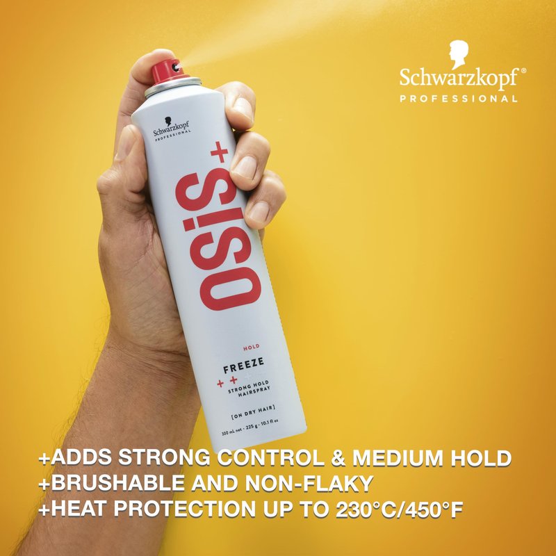 OSiS+ Freeze Medium Hold Hairspray 9oz | All Day Hold and Shine | Heat and Humidity Protection