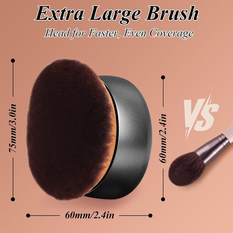Skiennix 75MM Extra Large Self Tanner Kabuki Brush - Ultra Soft Vegan Bristles for Flawless Body Makeup | Black