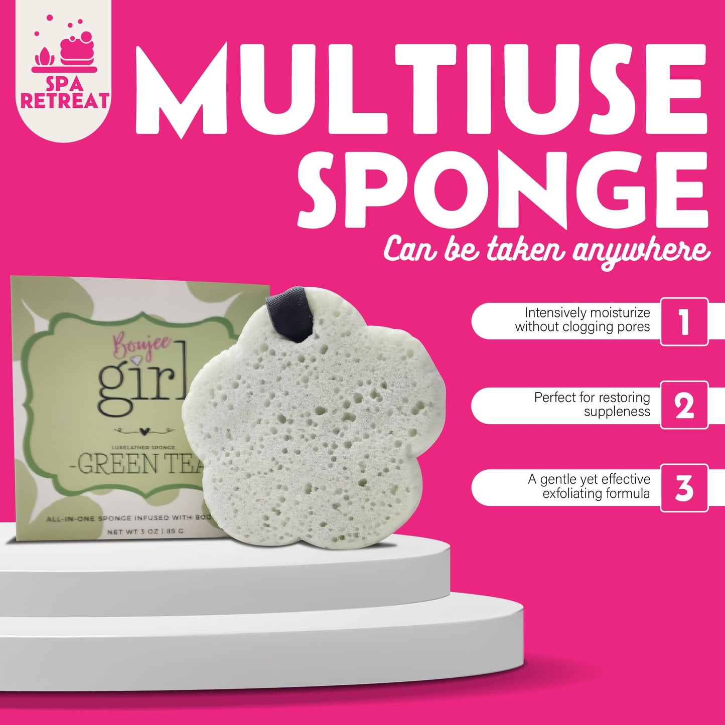 Soap Infused Sponge for Shower – Shower Sponge for Body - Pre Soaped & Scented Shower Sponge, Bath Sponges for Shower Women, Body Sponge for Bathing, Spa & Travel