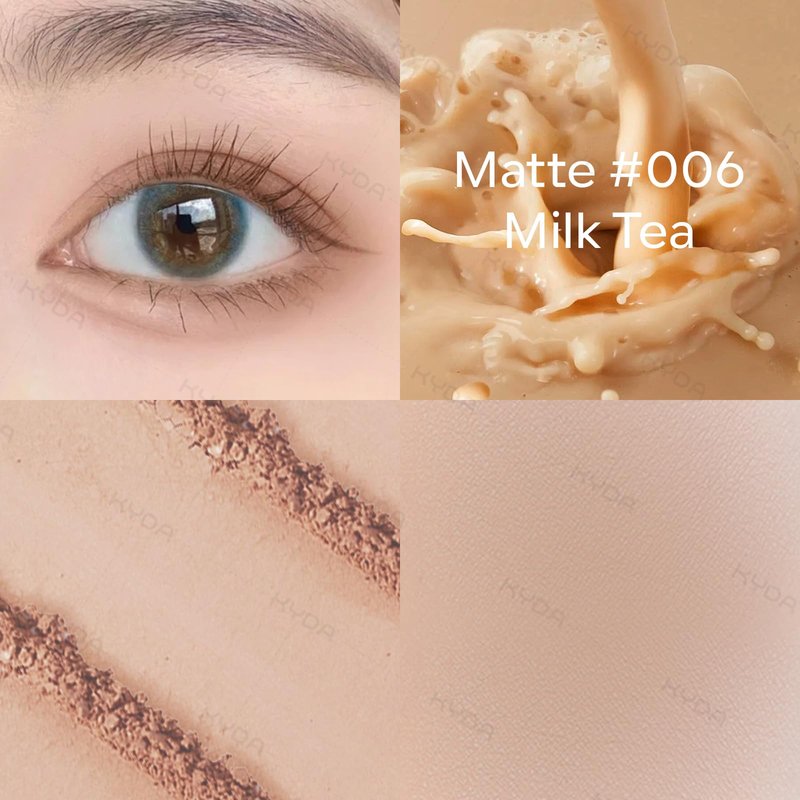KYDA Beige Brown Matte Single Eyeshadow, Matte Nude Brown Eyeshadow Compact, Ultra-fine Lightweight, Crease-proof High Pigmented Formula, Korean Mini Eyes Makeup, Milk Tea