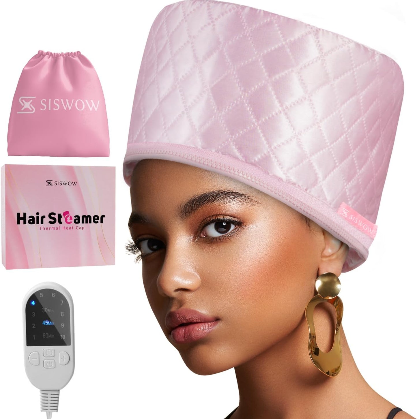 Thermal Steamer Cap for Deep Conditioning | 10-Level Heat for Natural Black Hair