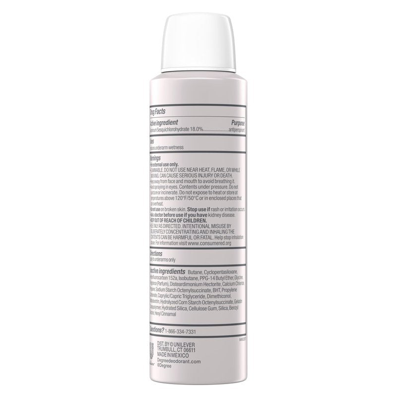Degree dry spray for 96 Hour sweat and odor protection Fresh Cotton 5X protection 3.8oz
