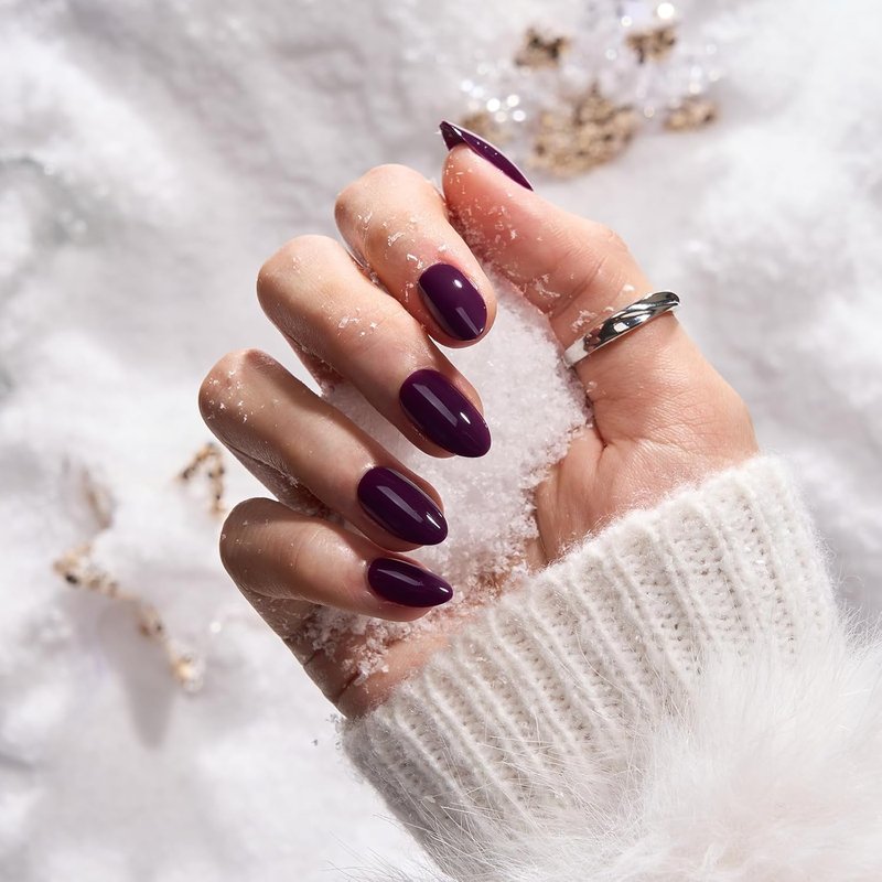 BTArtbox Press On Nails - Poison Potion Dark Purple Almond Nails | 32-Piece Soft Gel Kit in 16 Sizes