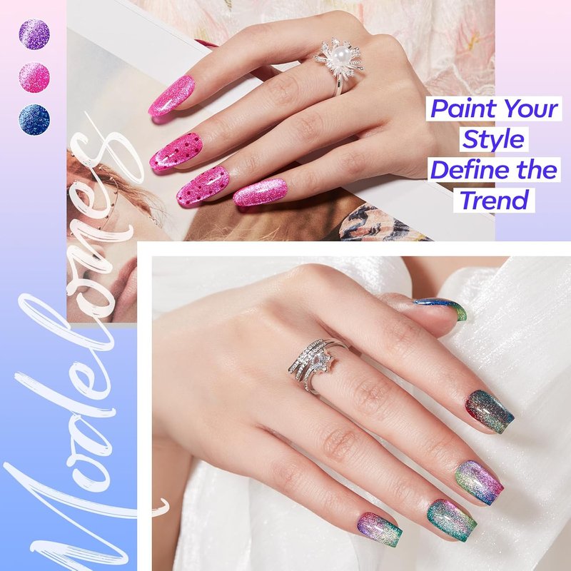 Modelones Cat Eye Gel Nail Polish Set - 6 Glitter Colors for Stunning Summer Nails | Soak Off & LED Compatible