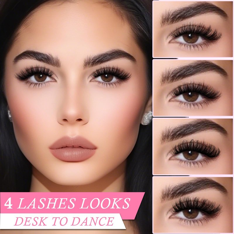 APCYUST Lashes Wispy False Eyelashes Strips 4 Styles Cat Eye Strip Lash Natural Looking Fake Mink Eyelash Pack Short Fluffy Full Lashes that Look Like Extensions Wispies Clear Band Pestañas Postizas