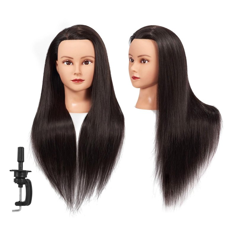 Headstar Mannequin Head 26-28" Synthetic Fiber Manikin Head Hairdresser Styling Training Head Training Model Cosmetology Doll Head Hair for Practice Cutting Braiding with Free Clamp Stand 7E6606LB0220
