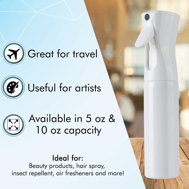 BeautifyBeauties Hair Spray Bottle - Ultra-Fine Continuous Mister for Hairstyling & Skin Care | 10 oz White 3-Pack
