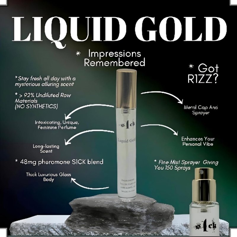 Liquid Gold Pheromone Cologne for Men - USA-Made Attraction Spray | Bold Strength Scent