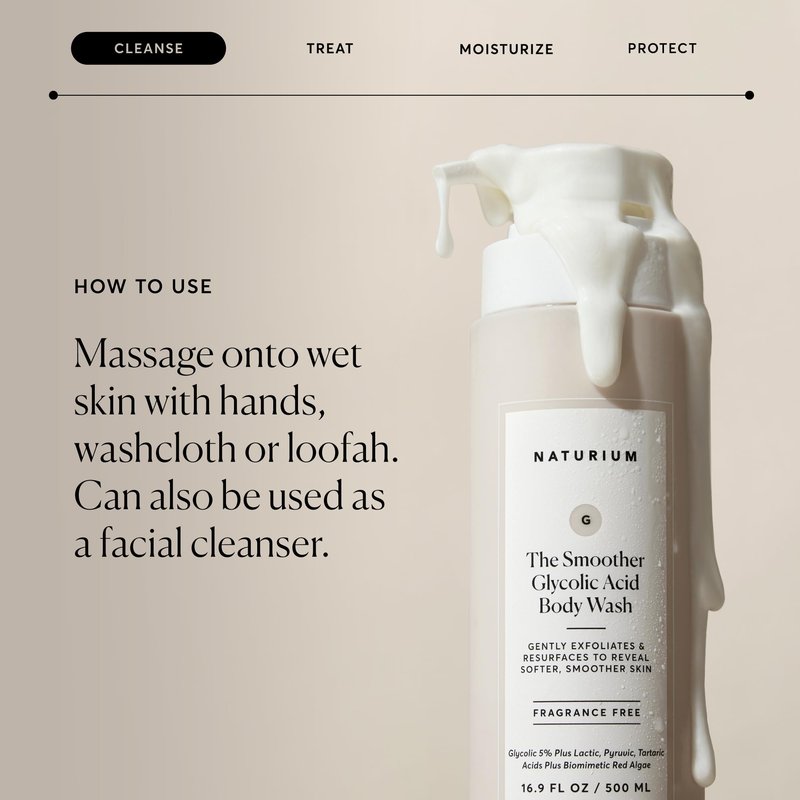 Naturium The Smoother Glycolic Acid Exfoliating Body Wash, Soft & Smoothing Cleanser, 16.9 oz