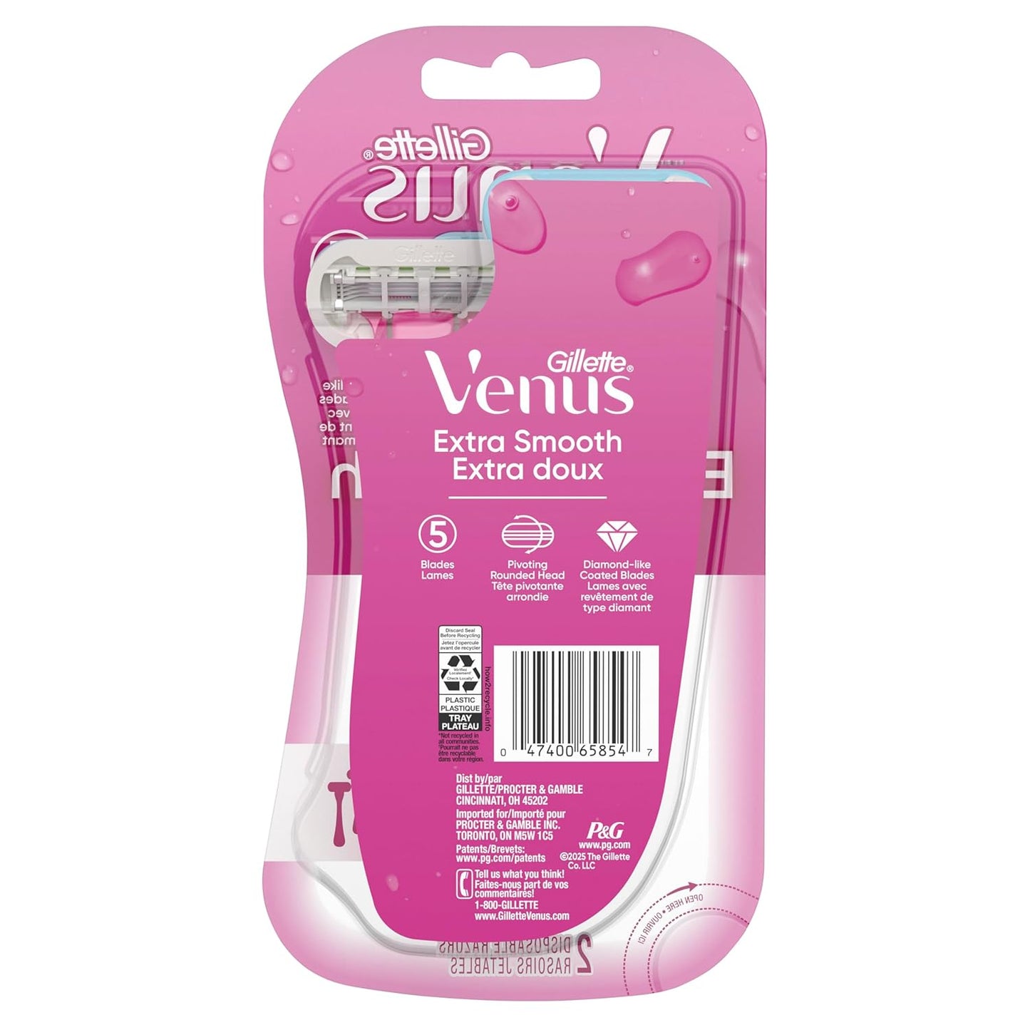 Venus Extra Smooth Disposable Women's Razors - Green, 2 Count | Perfect for Sensitive Skin