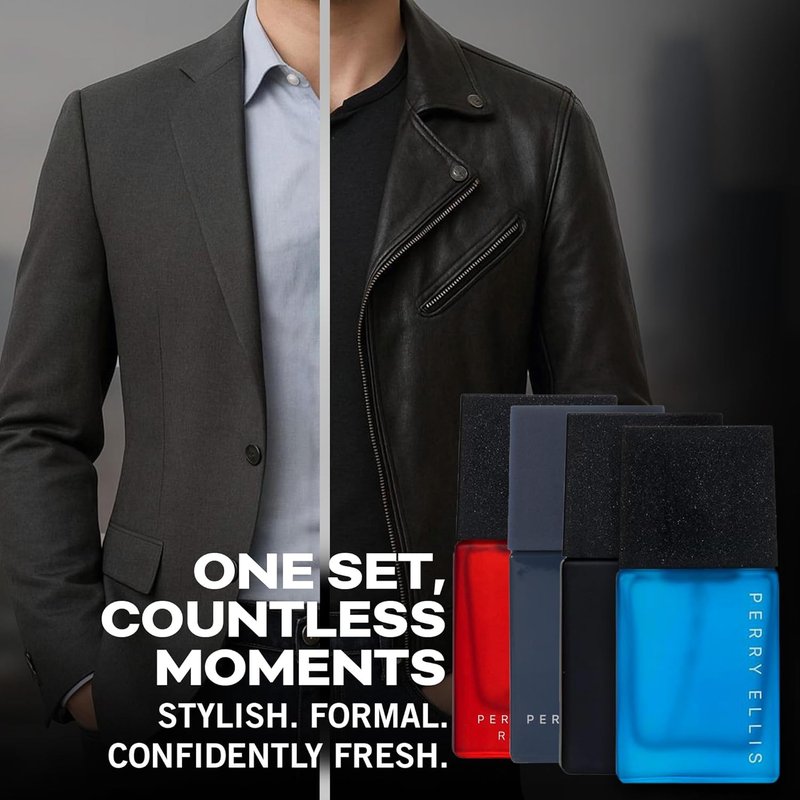 Perry Ellis Men's Mini Coffret Gift Set - Red Sky, Sky, Midnight, Pure Blue - 4-pack of .25 fl oz EDT mini travel sprays
