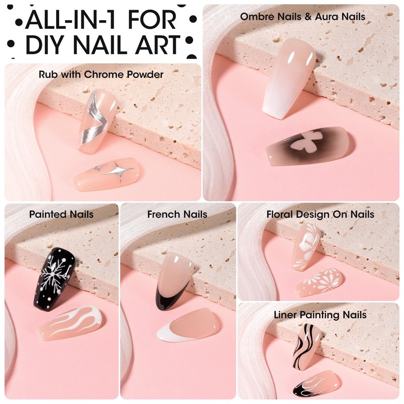 GELLEN Nail Painting Gel 2Pcs 8G Black & White No Wipe Pat Painting Nail Gel for Drawing Striper Liner Floral Painting Gel Polish Nail Art for Salon Home DIY Manicure, UV/LED Curing Required