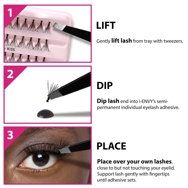 i-Envy Semi-Permanent Lash Glue Adhesive for Individual Cluster Lashes & Lash Extension, Waterproof Strong Hold, Long-Lasting Up to 2 Weeks, Latex-Free, Perfect for Sensitive Eyes (Black, 1 Pack)