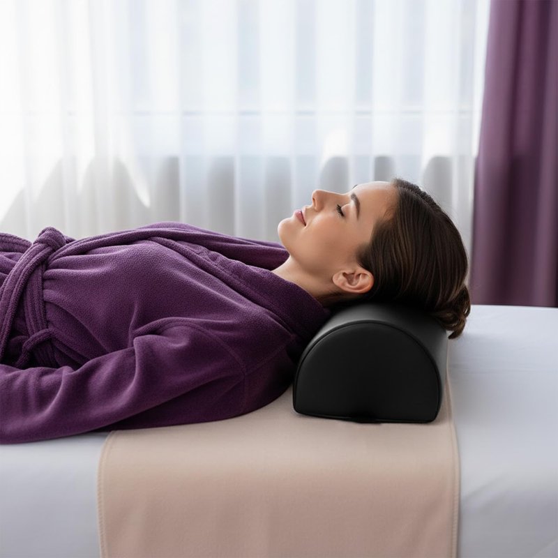Celmuron Half-Round Bolster Pillow for Massage and Yoga, High-Density Support Cushion for Neck, Knees, Back & Ankles, Black, 17.8''L x 8''W x 4.7''H