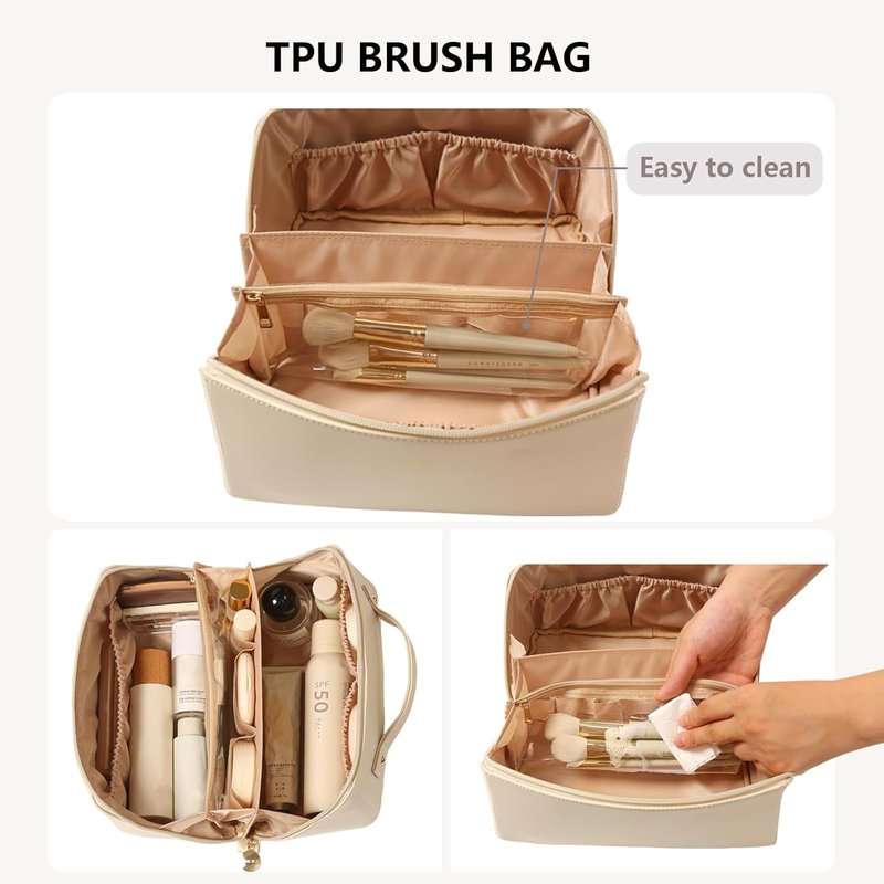 Omeily Travel Makeup Bag - Large Cosmetic Organizer with Compartments | Multi-Function Toiletry Storage for Women