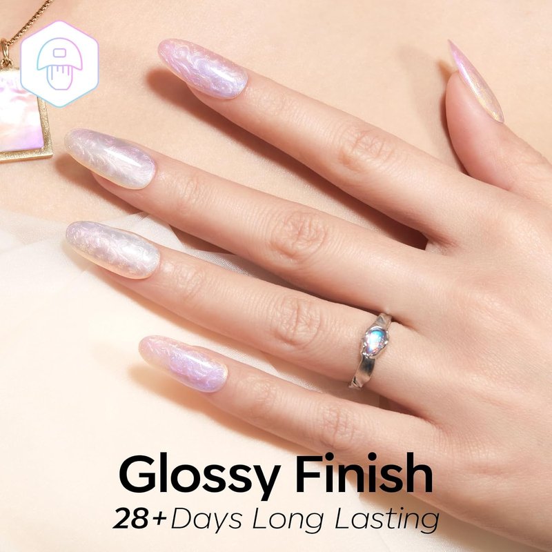 Modelones Pearl Gel Nail Polish Set - Hema-Free 6 Colors with Iridescent Shimmer & Mermaid Glitter | DIY Gift Set