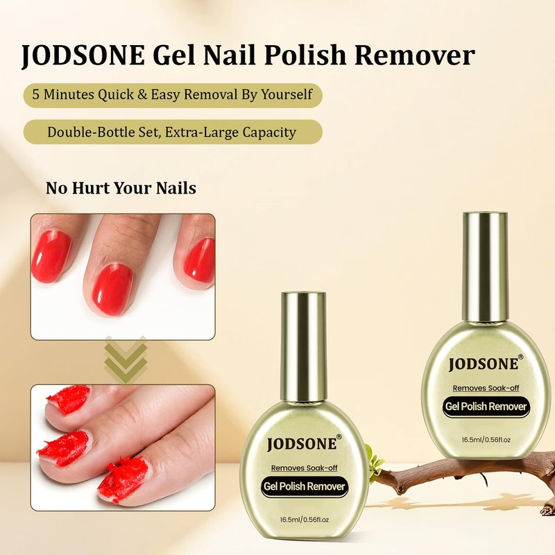 JODSONE 16.5ml 2Pcs Gel Nail Polish Remover No Need Soaking or Wrapping for U V Gel Nail Polish Remover for Nails Removal off at Home Easy and Quick to Remove